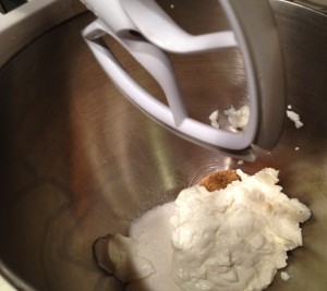 Foolproof Lightened Banana Bread_yogurt/sugar mixing stage 1