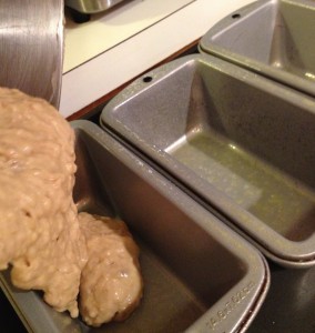 Foolproof Lightened Banana Bread_add batter to loaf pans